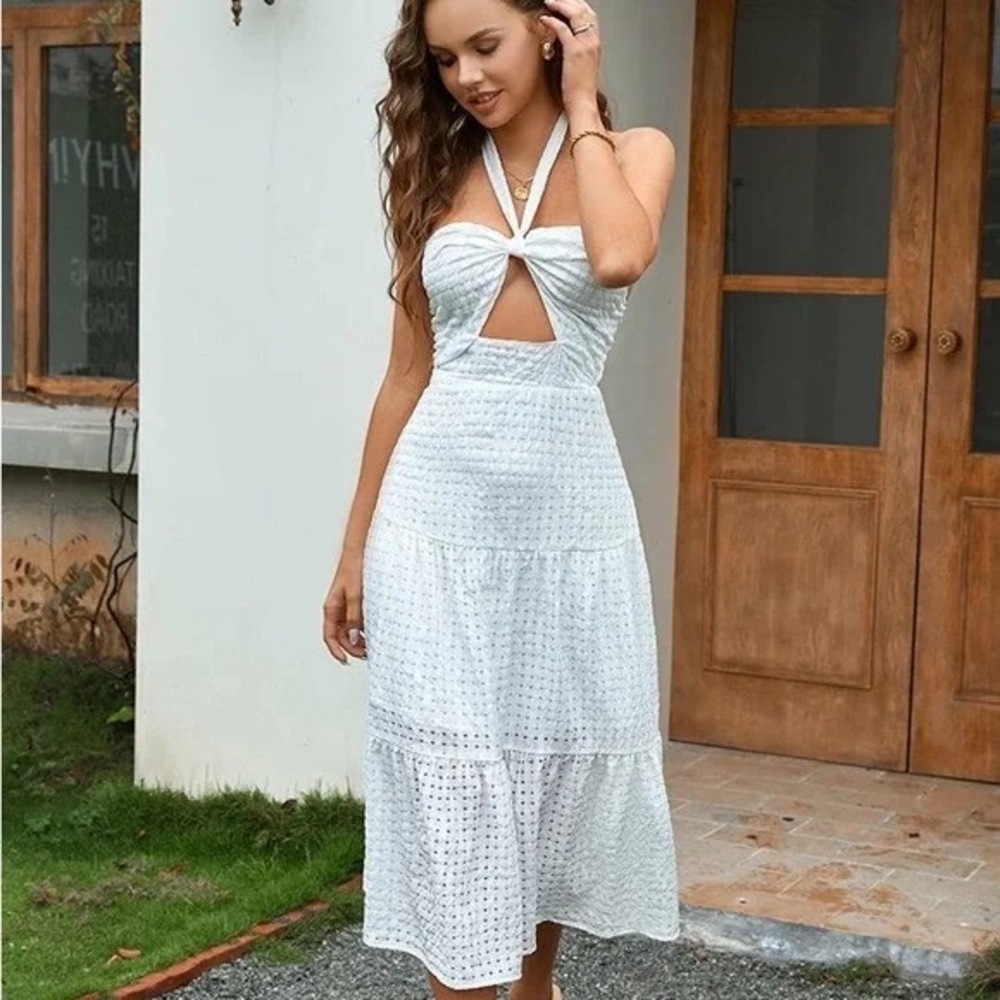 Cupshe White Halter Midi Dress